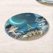 Paris at Night Round Paper Onderzetters (Set van 6 (Gebogen)