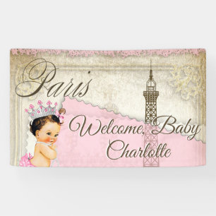 Paris Baby Girl Baby shower Banner