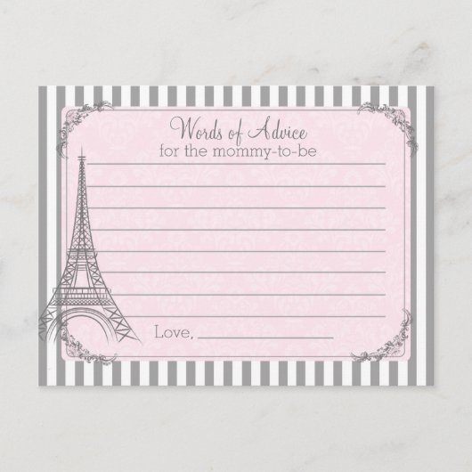 Paris Baby shower Advice Card voor moeder Advieskaart (Voorkant)