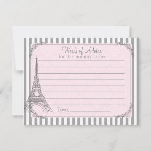 Paris Baby shower Advice Card voor moeder Advieskaart