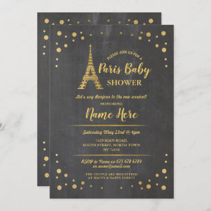Paris Baby shower Chalk Gold Eiffel Tower Kaart