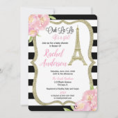 Paris baby shower invitation fille or rose (Devant)