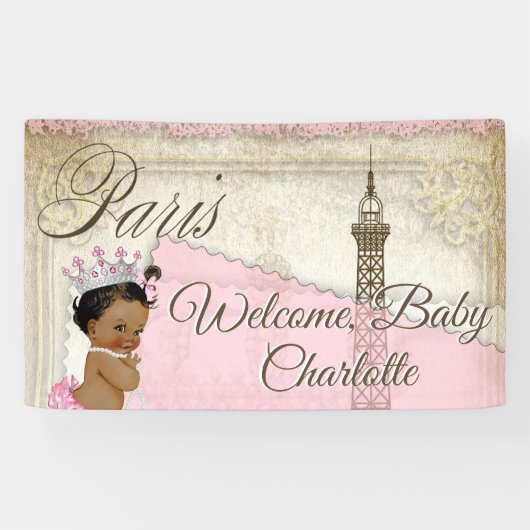 Paris Baby Shower Vlag Spandoek (Horizontaal)