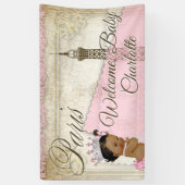 Paris Baby Shower Vlag Spandoek (Verticaal)