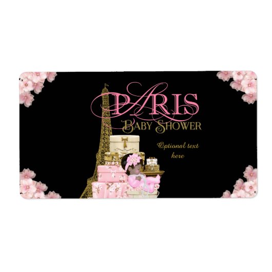 Paris Baby shower Waterflesetiketten Etiket (Voorkant)
