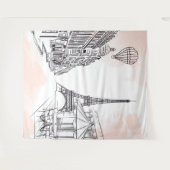 Paris backdrop pink french party banner birthday wandkleed (Voorkant (horizontaal))