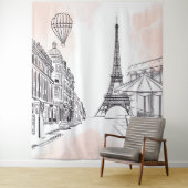 Paris backdrop pink french party banner birthday wandkleed (In situ)