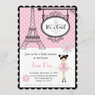 Paris Ballerina Invitation for Shower/Birthday Kaart
