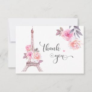Paris bedankkaart, bloemige Eiffeltoren Bedankkaart