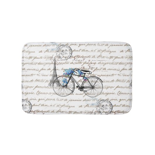 Paris Bicycle Forgetmenot Bath Rug Badmat (Voorkant)