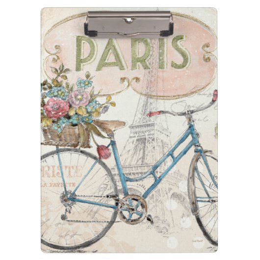 Paris Bike met bloemen Klembord (Voorkant)
