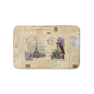 Paris Bird Lila Frans Briefkaart Bathmat Badmat
