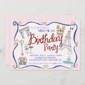 Paris Birthday Party Invitation Kaart (Voorkant / Achterkant)