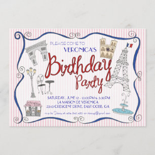 Paris Birthday Party Invitation Kaart