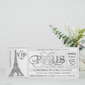 Paris Birthday Party Ticket Invitation Kaart (Staand voorkant)