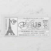 Paris Birthday Party Ticket Invitation Kaart (Voorkant / Achterkant)