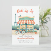 Paris Bistro Eiffeltoren Perzik Roze Blauwgroen Sw Kaart (Staand voorkant)