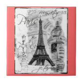 Paris Black & White Eiffel Tower Street Scene Tegeltje (Voorkant)