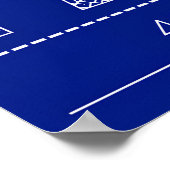 Paris Blauwdruk Typografie Kaart Poster – Horizont (Hoek)