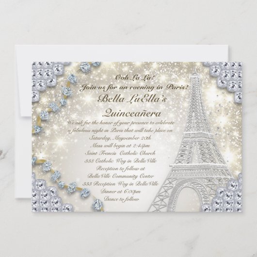 Paris Bling Anniversaire Fête Invitation (Devant)