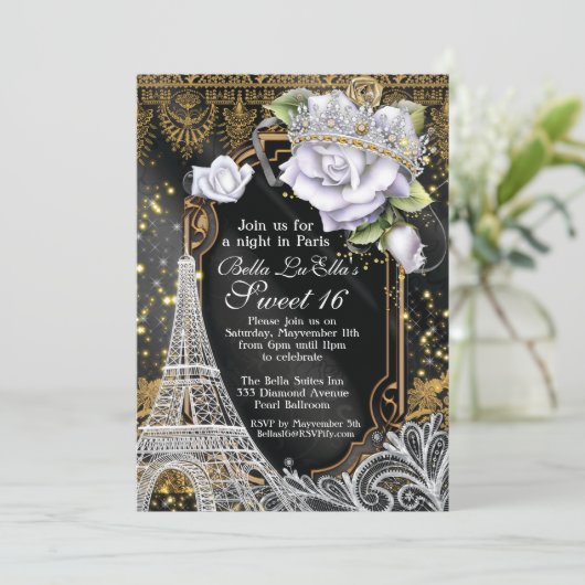 Paris Bling et Diamonds Invitation de fête d'anniv (Debout devant)