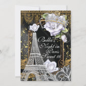 Paris Bling et Diamonds Invitation de fête d'anniv (Dos)