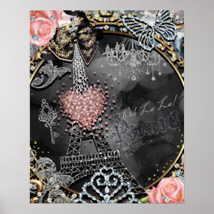 Paris Bling Glamour Glitters Frankrijk Meisjes Pos Poster