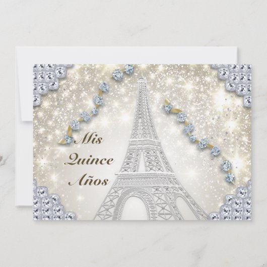 Paris Bling uitnodiging voor verjaardagsfeestje (Achterkant)