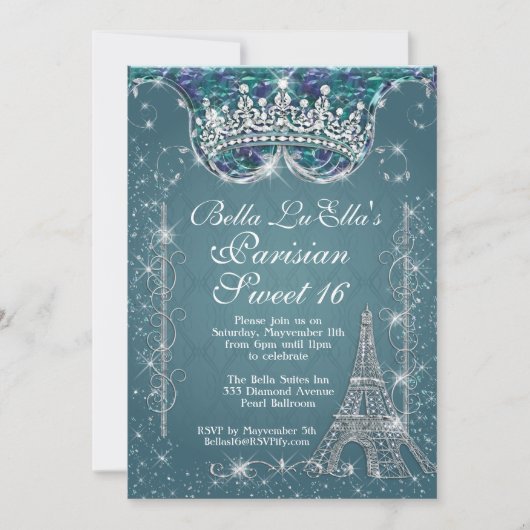 Paris Bling uitnodigingen voor verjaardagsfeestjes (Voorkant)