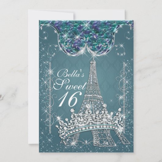 Paris Bling uitnodigingen voor verjaardagsfeestjes (Achterkant)