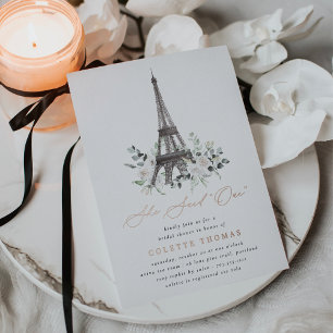Paris Bloom   Floral Eiffeltoren Vrijgezellenfeest Folie Uitnodiging