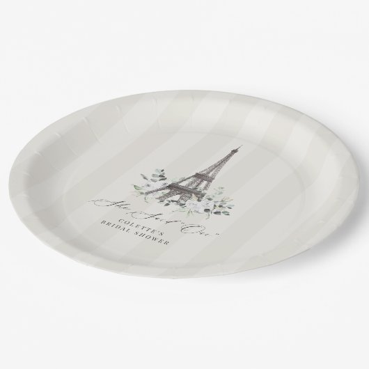 Paris Bloom | Floral Eiffeltoren Vrijgezellenfeest Papieren Bordje (Gekanteld)