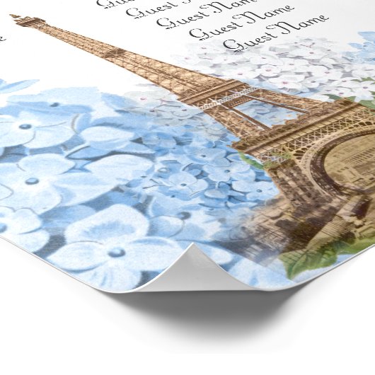 Paris Blue Hydrange  Romantic Seating Chart Poster (Hoek)