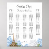 Paris Blue Hydrange  Romantic Seating Chart Poster (Voorkant)