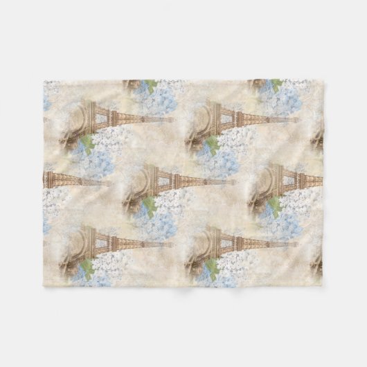 Paris  Blue Hydrangea Fleece Blanket (Voorkant (Horizontaal))