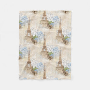 Paris  Blue Hydrangea Fleece Blanket