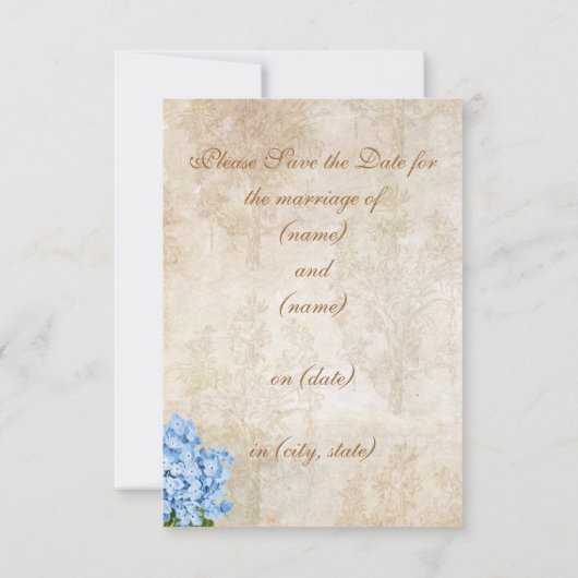 Paris  Blue Hydrangea Save the Date (Achterkant)