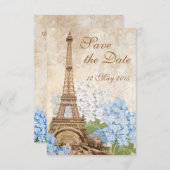 Paris Blue Hydrangea Save the Date (Voorkant / Achterkant)