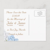Paris Blue Hydrangea  Save the Date Kaart (Achterkant)