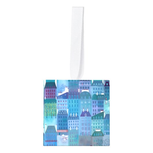 Paris Blue Kubus Ornament (Voorkant)