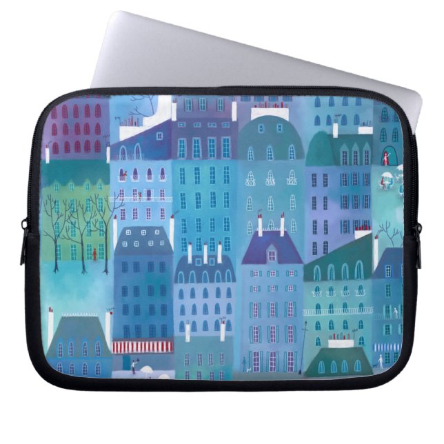 Paris Blue Laptop Sleeve (Voorkant)