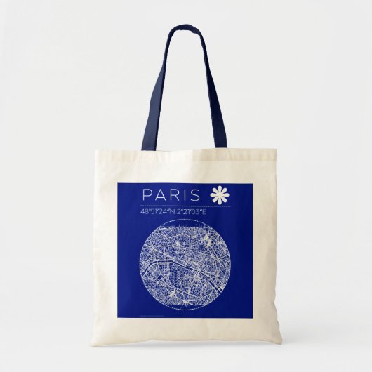 Paris Blueprint City Map Tote Bag (Devant)