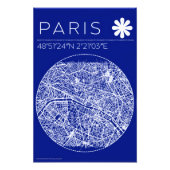 Paris Blueprint Map Poster Circular City Wall Art (Devant)
