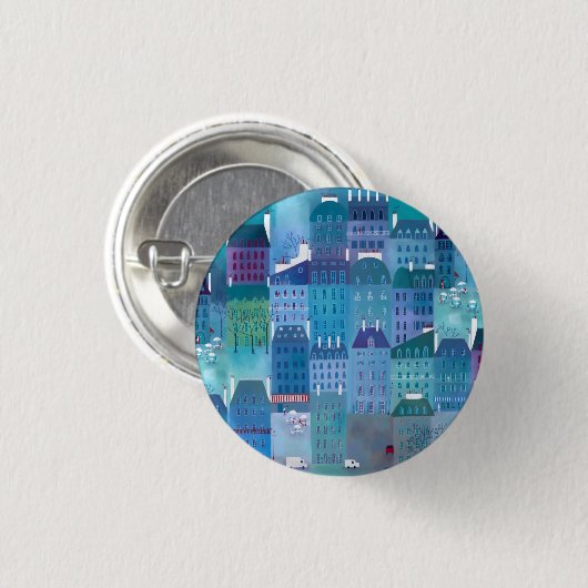Paris Blues Ronde Button 3,2 Cm (Voorkant /achterkant)