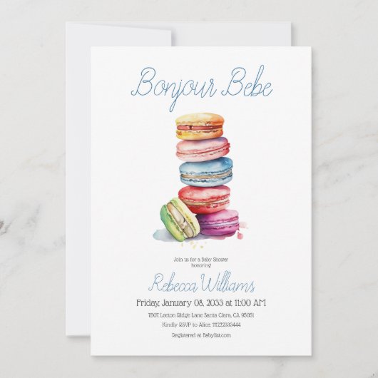 Paris Bonjour Bebe Macaroons Boy Baby shower Kaart (Voorkant)