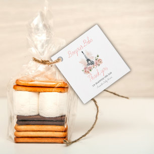 Paris Bonjour Bebe Parijse Bloemen Baby shower Bedankjes Labels