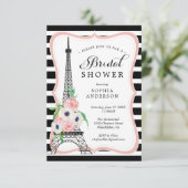 Paris Bridal Shower Invitation Card Eiffel Tower Kaart (Staand voorkant)