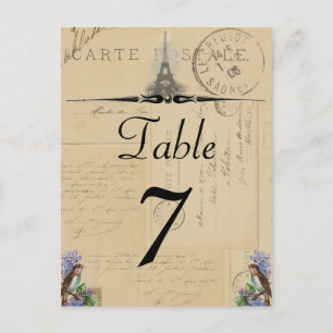 Paris Briefkaart Bird on Lilacs Table Number