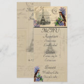Paris Briefkaart Bird op Lilacs Menu Card (Voorkant / Achterkant)