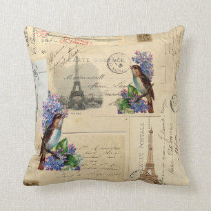 Paris Briefkaart Bird op Lilacs Pillow Kussen